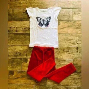 Lot of 2 girl items: one top and one bottom top is carters size 7